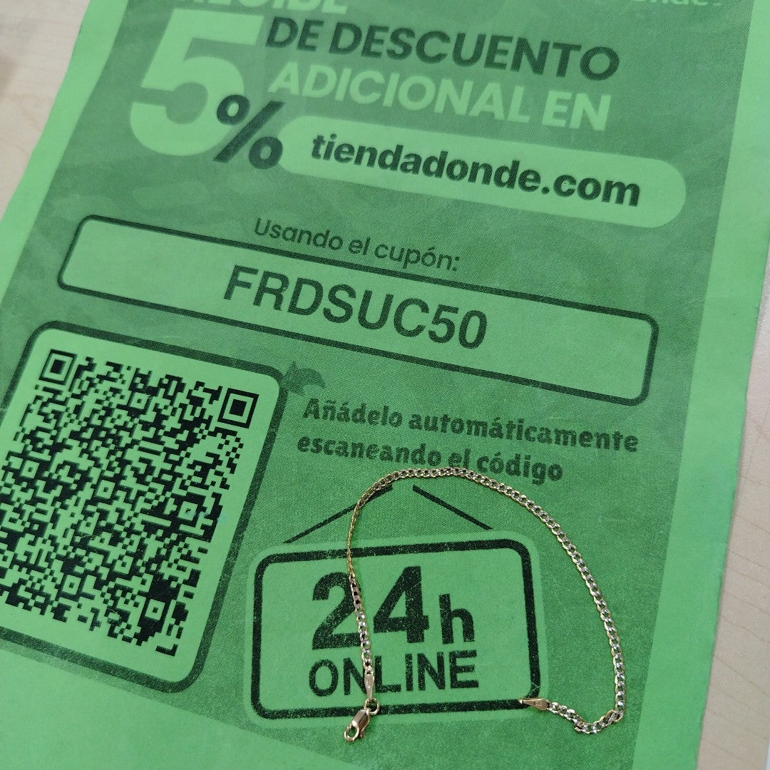 PULSERAS BARBADA DIAMANTADA ORO 14K 18 CM 2.2 GR (NUEVO)
