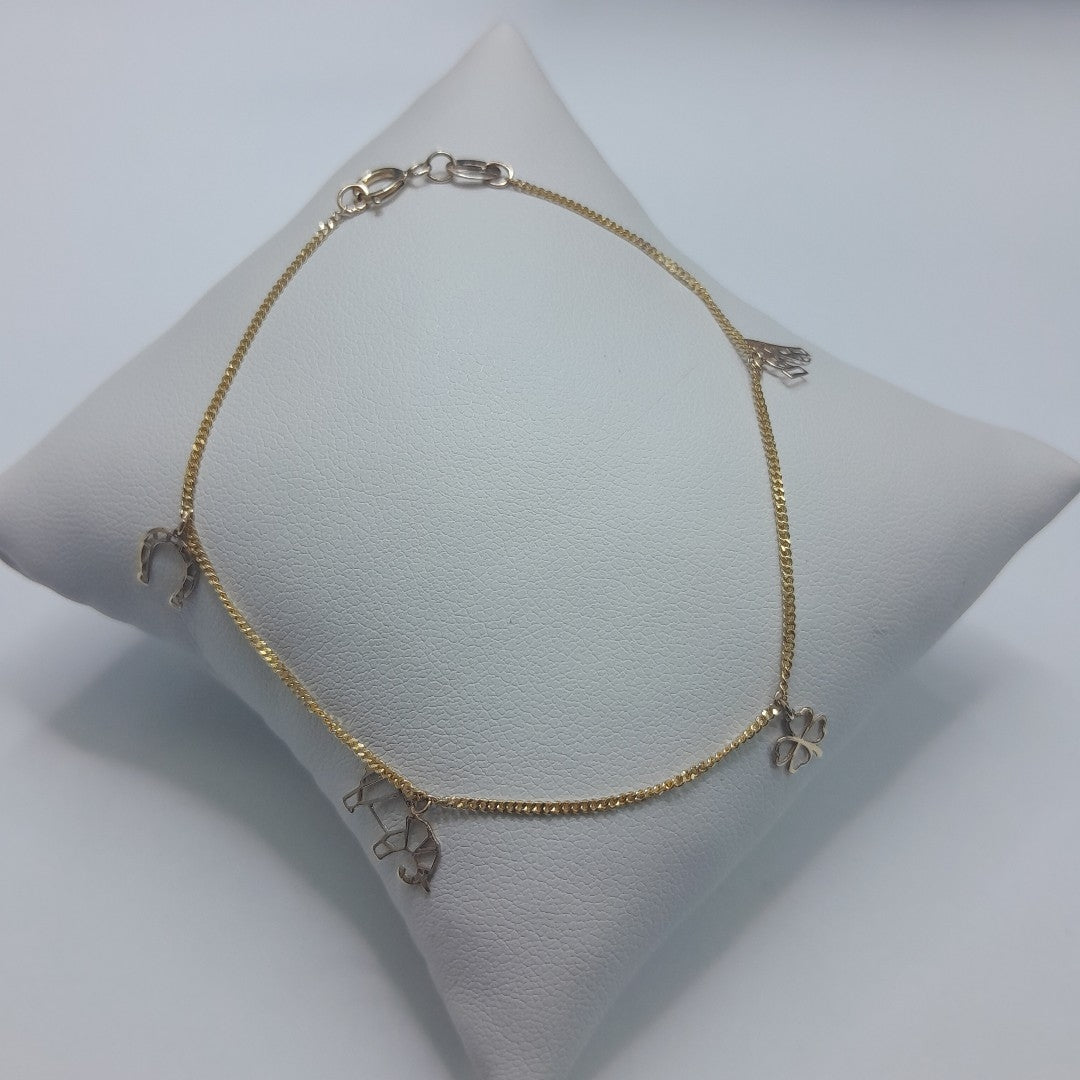 PULSERAS TEJIDO ESPECIAL C/DIJE ORO 10K 18 CM 0.9 GR (NUEVO)