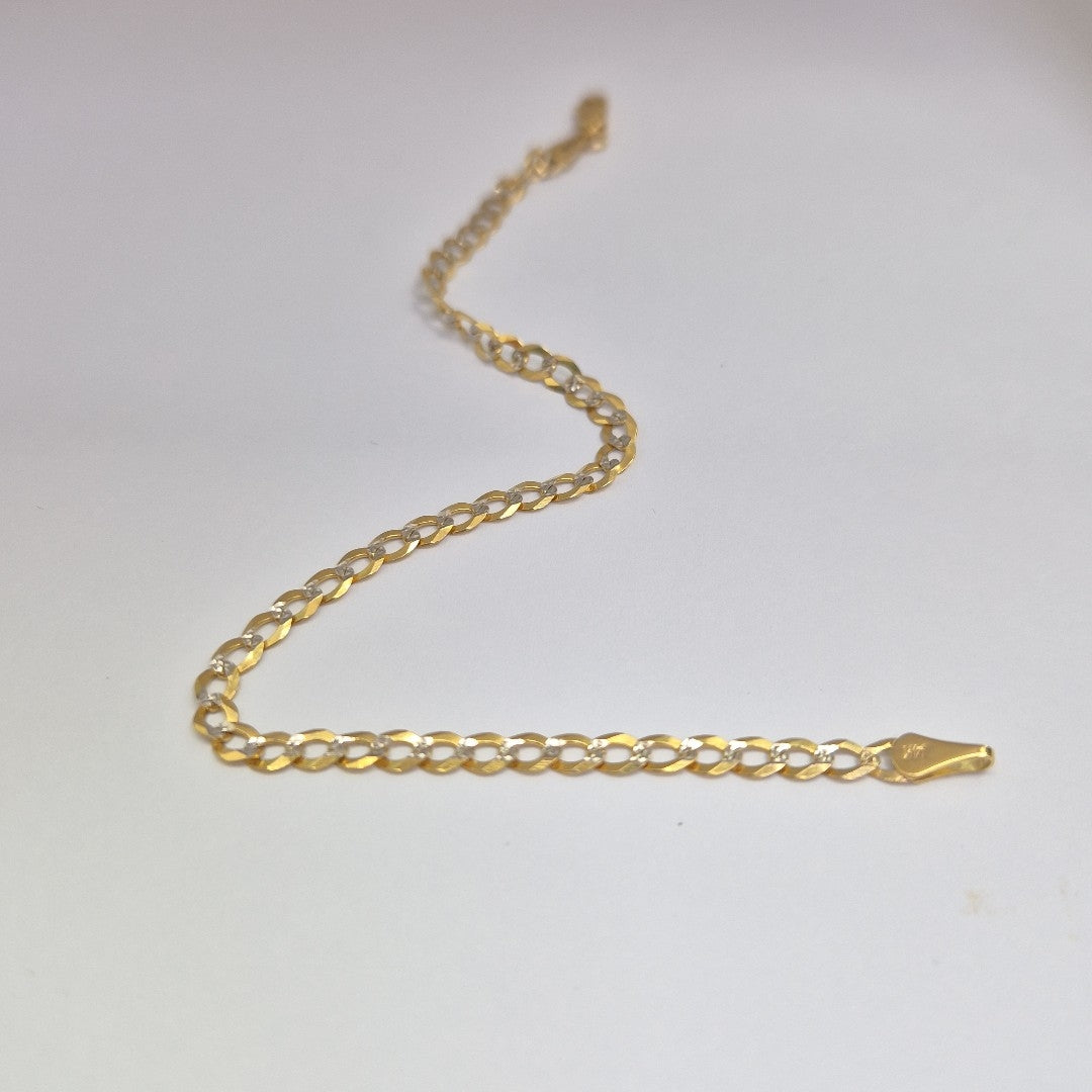 PULSERAS BARBADA DIAMANTADA ORO 14K 21 CM 3.6 GR (NUEVO)