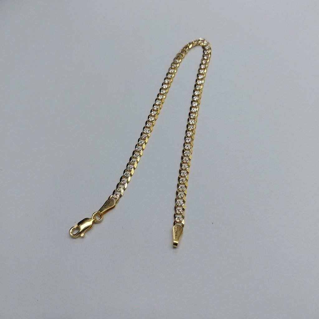PULSERAS TEJIDO BARBADA DIAMANTADA ORO 14K 21 CM 5 GR (NUEVO)