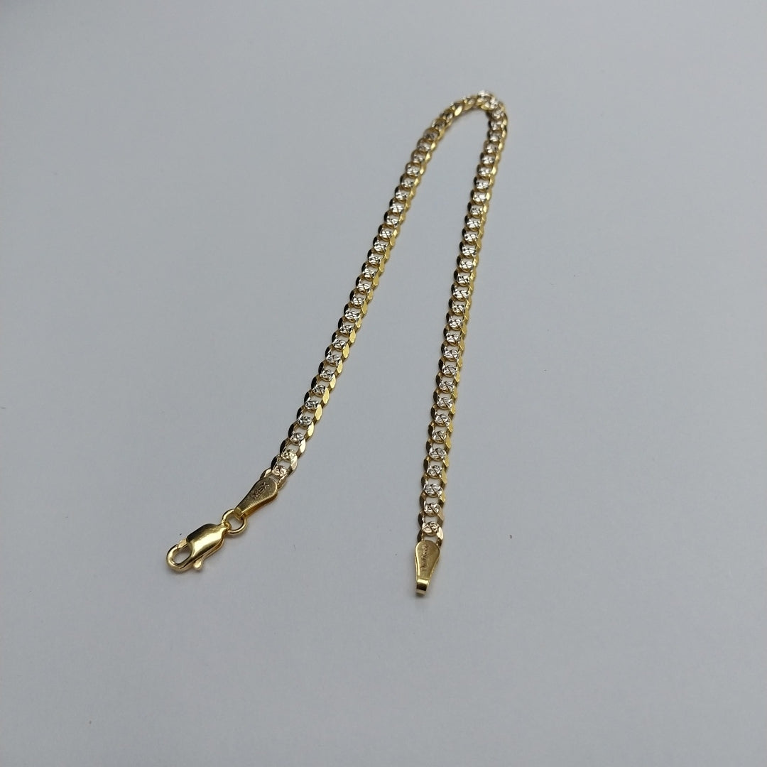 PULSERAS TEJIDO BARBADA DIAMANTADA ORO 14K 21 CM 5 GR (NUEVO)