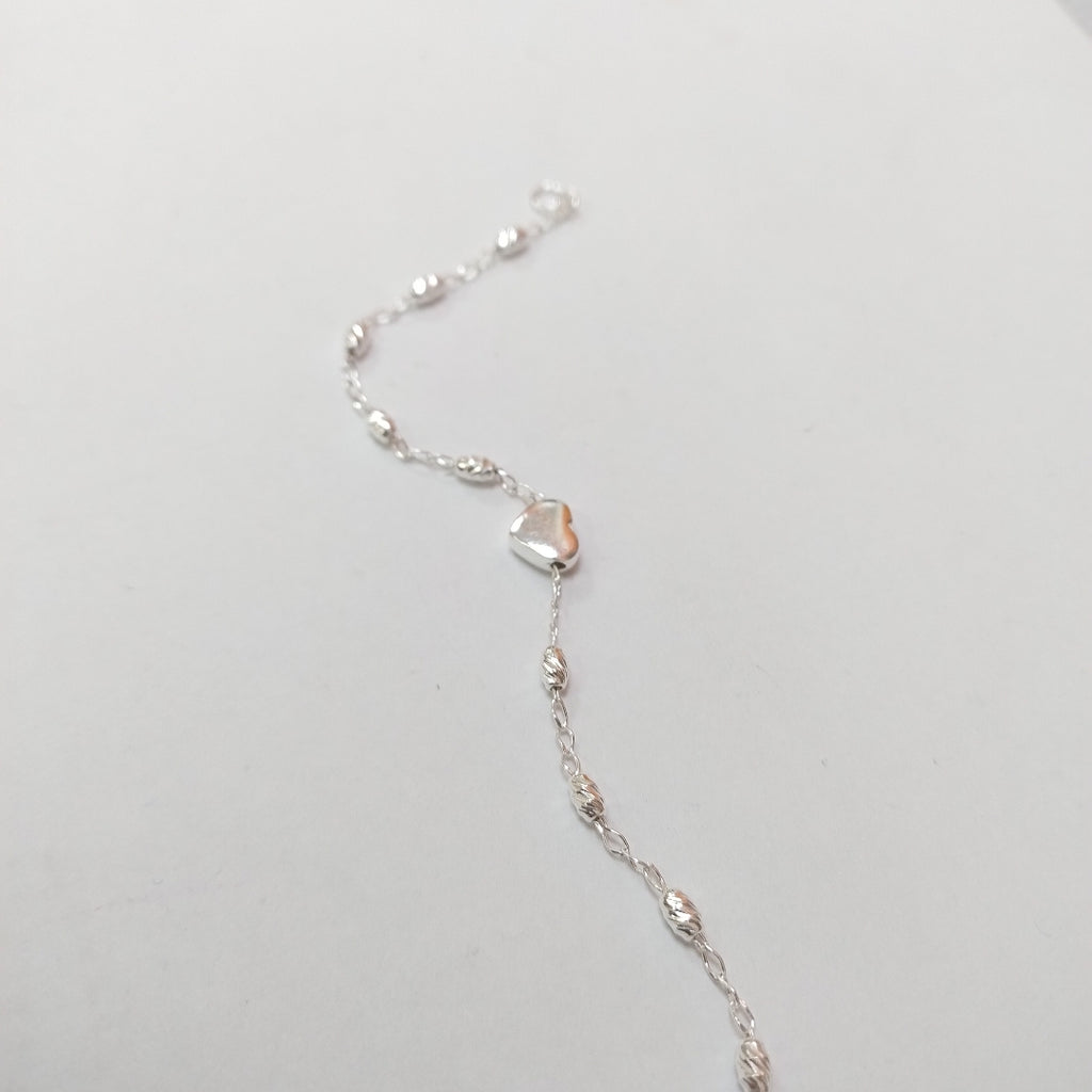 PULSERA TEJIDO CORAZON PLATA .925 18 CM 3.3 GR (NUEVO)