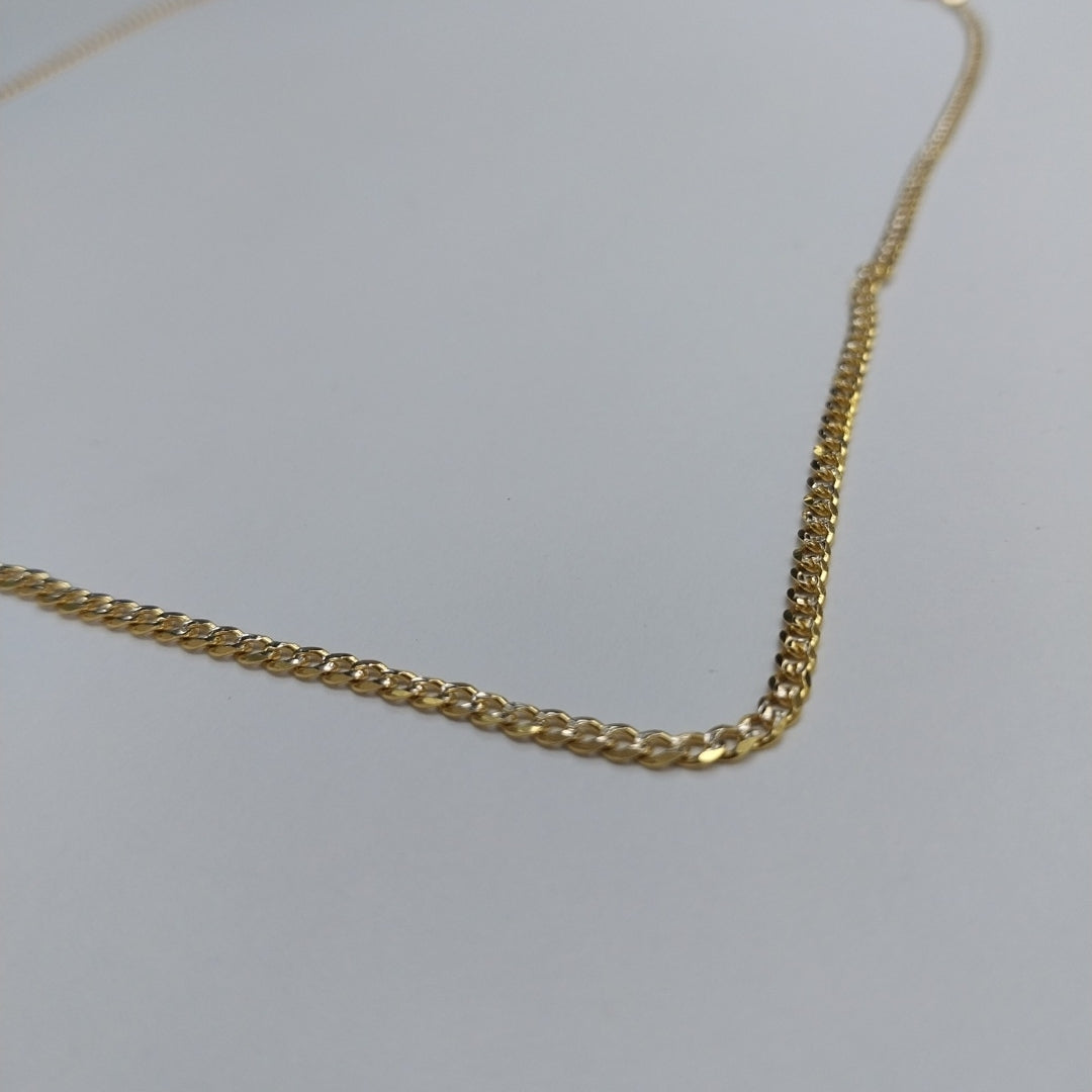CADENAS BARBADA DIAMANTADA ORO 14K 55 CM 5.8 GR (NUEVO)