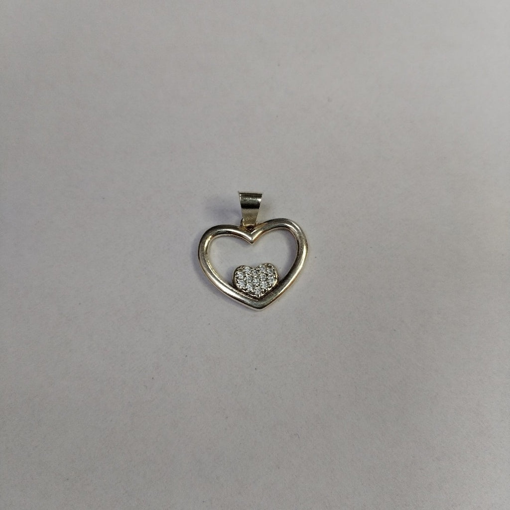 DIJE CORAZON C/CIRCONIAS PLATA .925 2.6 GR (NUEVO)