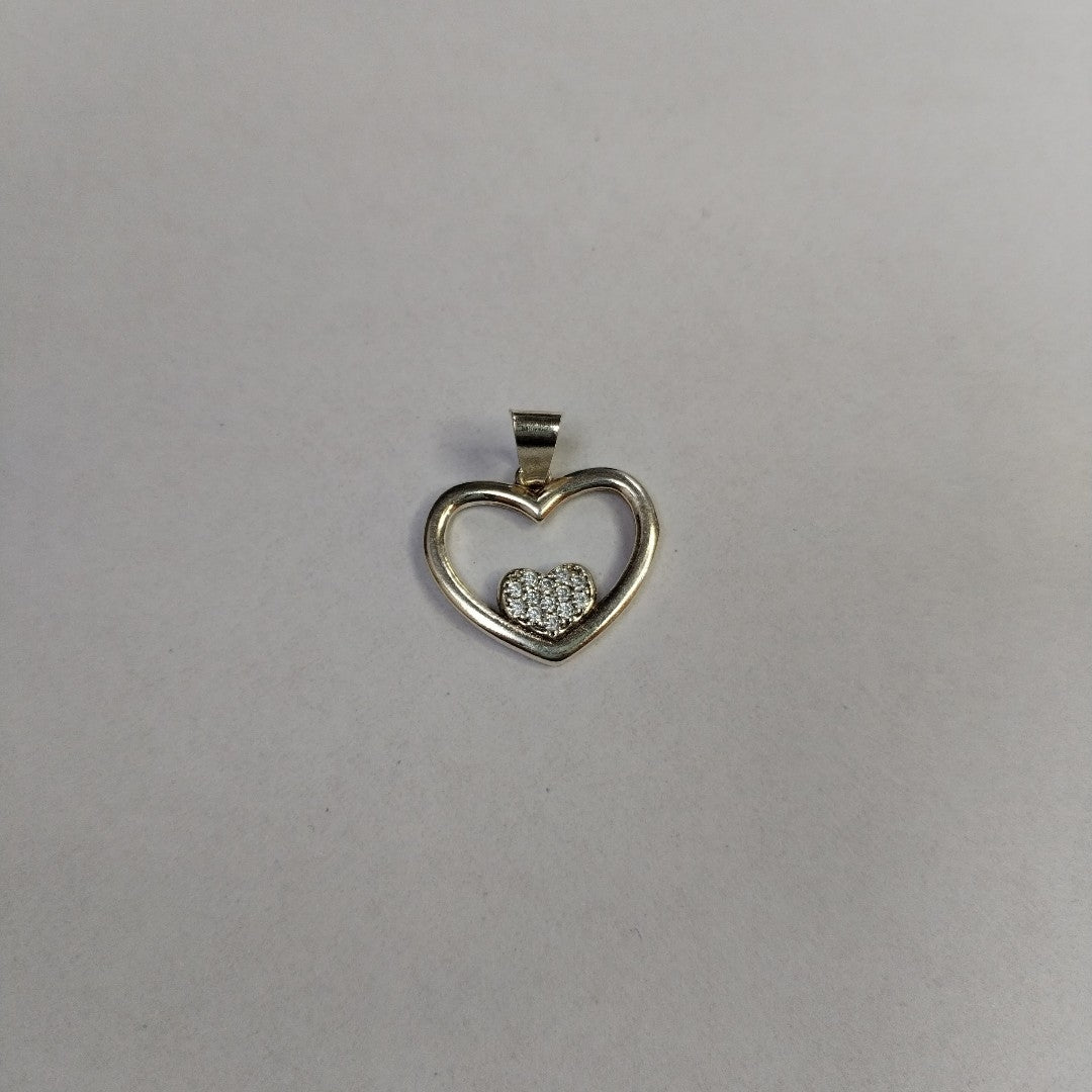 DIJE CORAZON C/CIRCONIAS PLATA .925 2.6 GR (NUEVO)