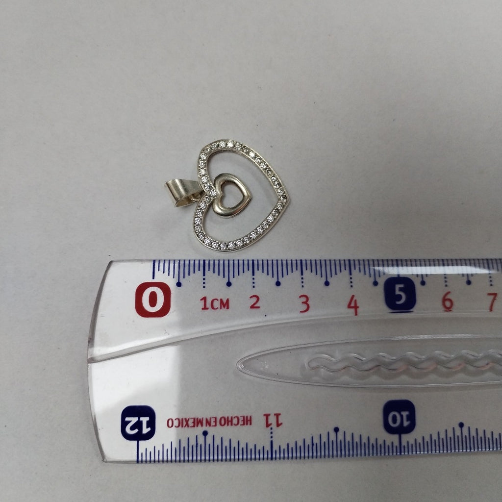 DIJE CORAZON C/CIRCONIAS PLATA .925 2.7 GR (NUEVO)