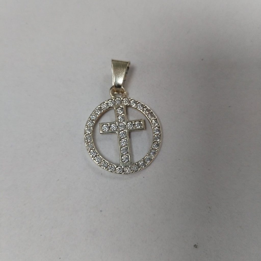 DIJE CRUZ C/CIRCONIAS PLATA .925 2.4 GR (NUEVO)