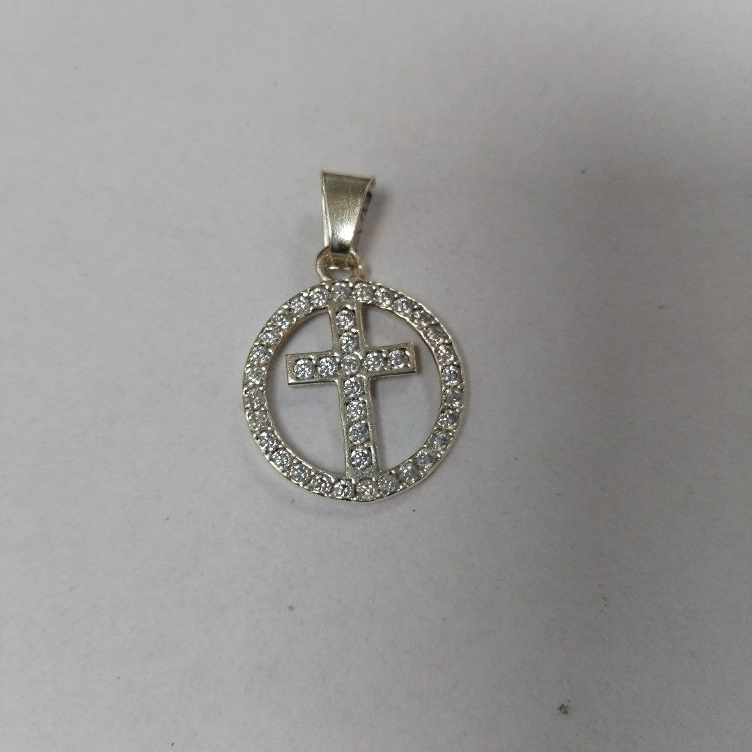 DIJE CRUZ C/CIRCONIAS PLATA .925 2.4 GR (NUEVO)