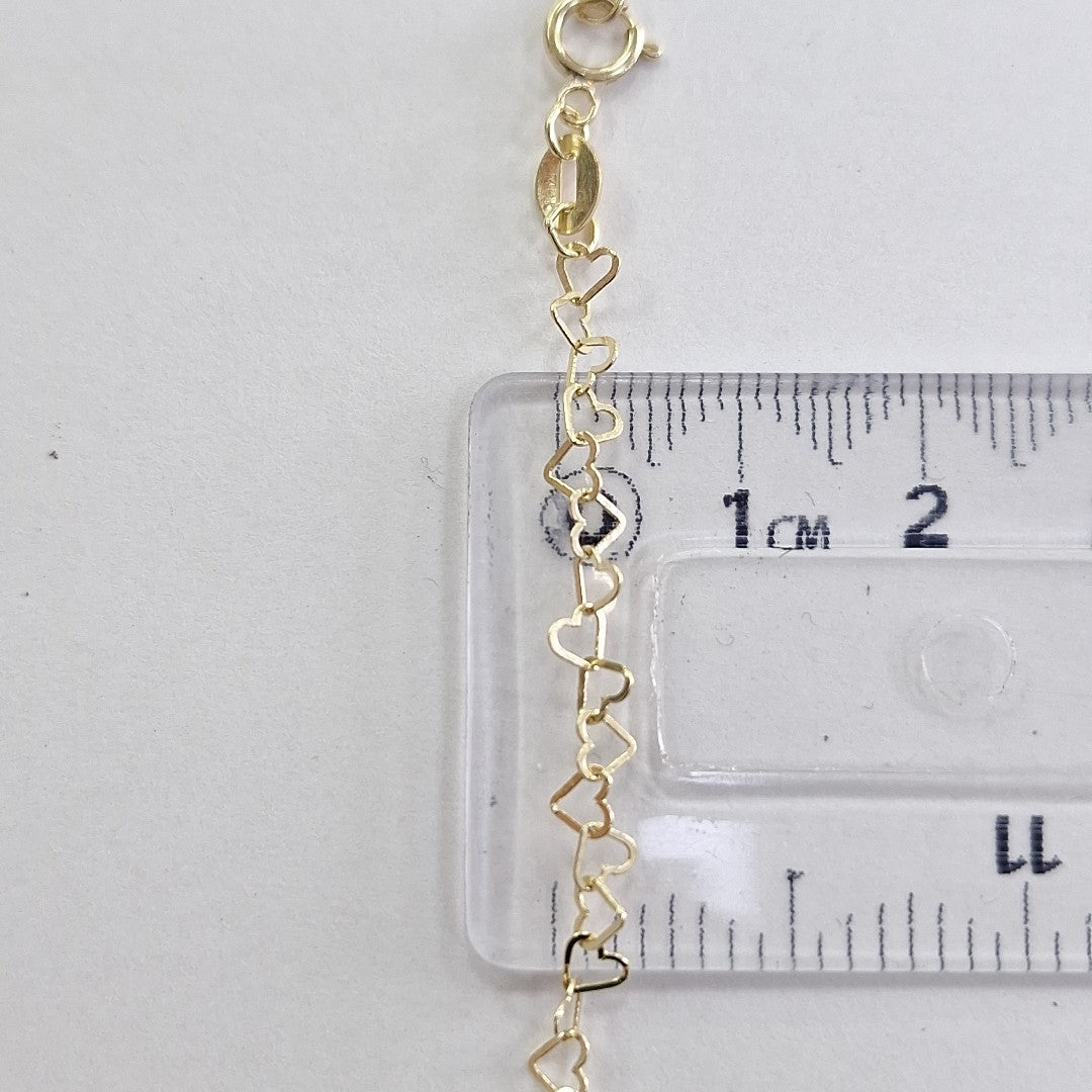 CADENAS TEJIDO CORAZONES ORO 10K 50 CM 2.5 GR (NUEVO)