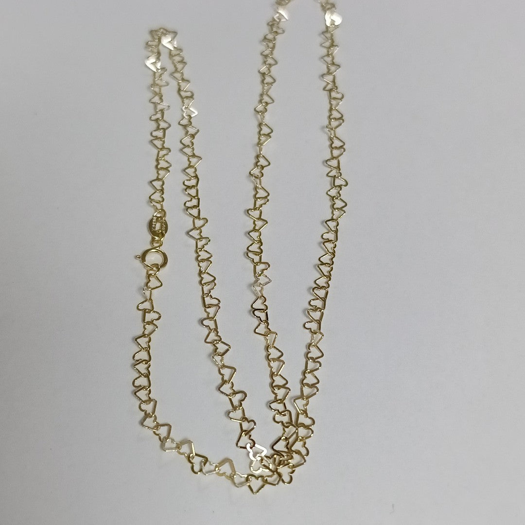 CADENAS TEJIDO CORAZONES ORO 10K 55 CM 2.7 GR (NUEVO)