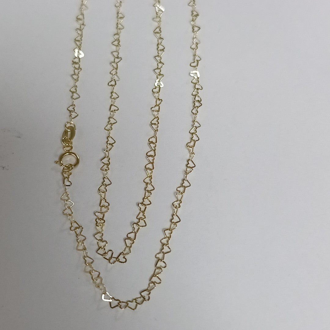 CADENAS TEJIDO CORAZONES ORO 10K 50 CM 1.4 GR (NUEVO)