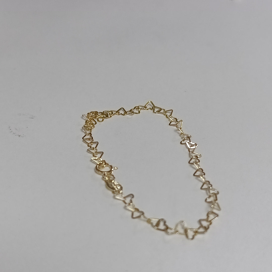 PULSERAS TEJIDO CORAZONES ORO 10K 18 CM 1 GR (NUEVO)