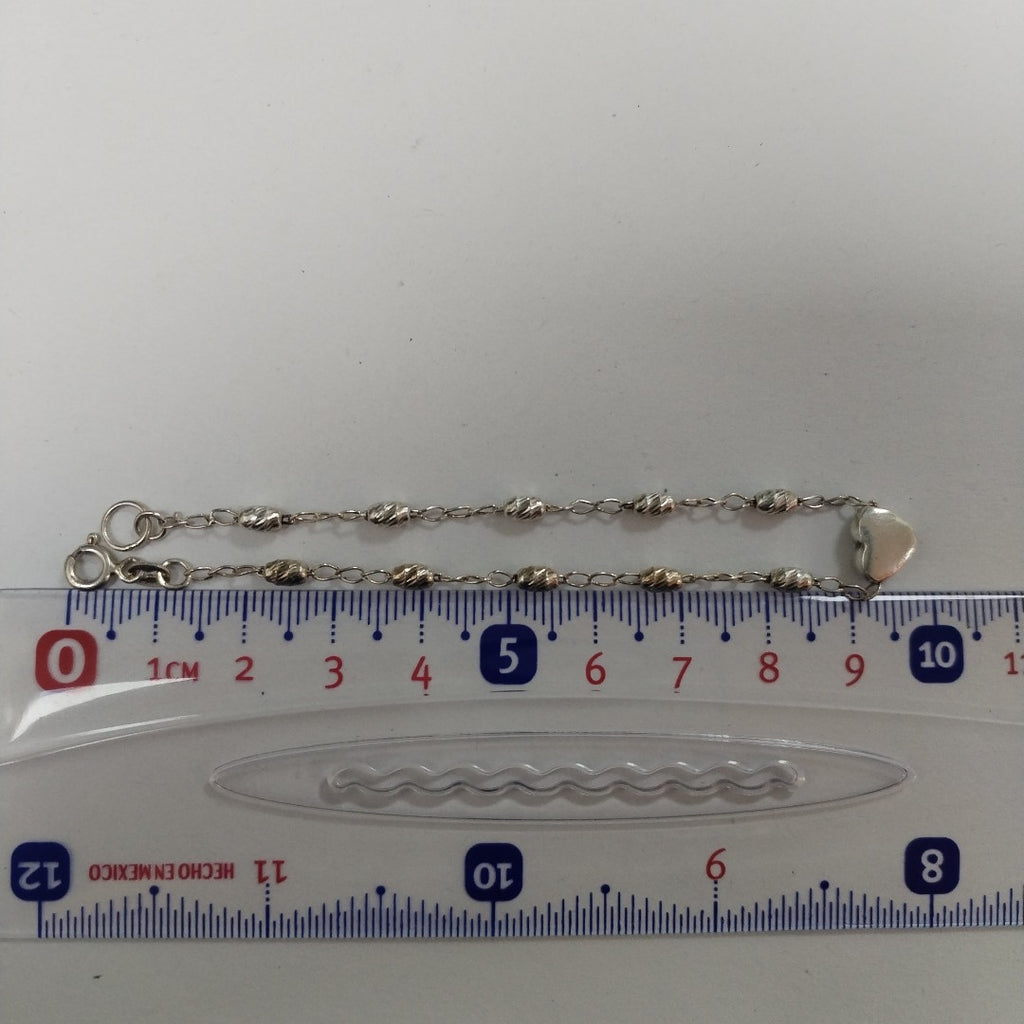 PULSERA TEJIDO CORAZON PLATA .925 18 CM 3.2 GR (NUEVO)