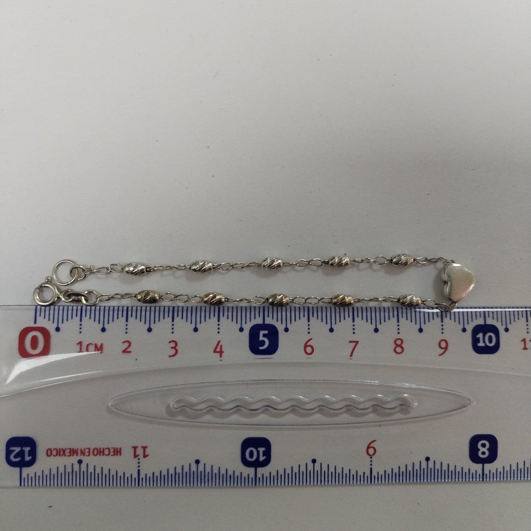 PULSERA TEJIDO CORAZON PLATA .925 18 CM 3.2 GR (NUEVO)