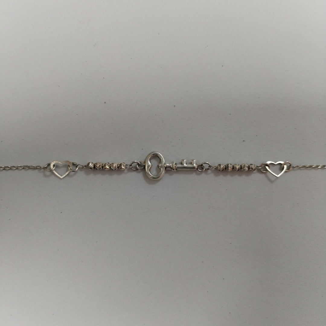 PULSERA TEJIDO LLAVE PLATA .925 18 CM 2.3 GR (NUEVO)