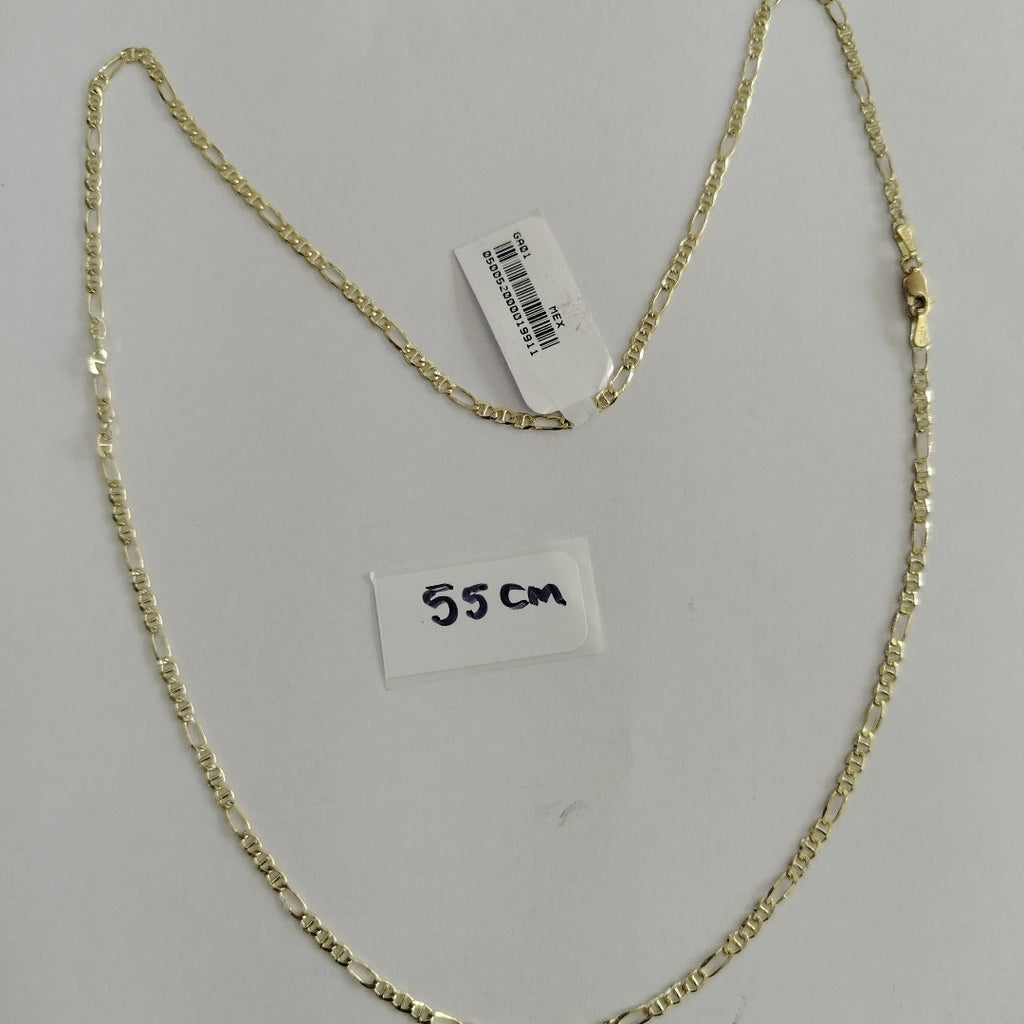 CADENAS TEJIDO FIGARO GUCHI ORO 10K 55 CM 5 GR (NUEVO)