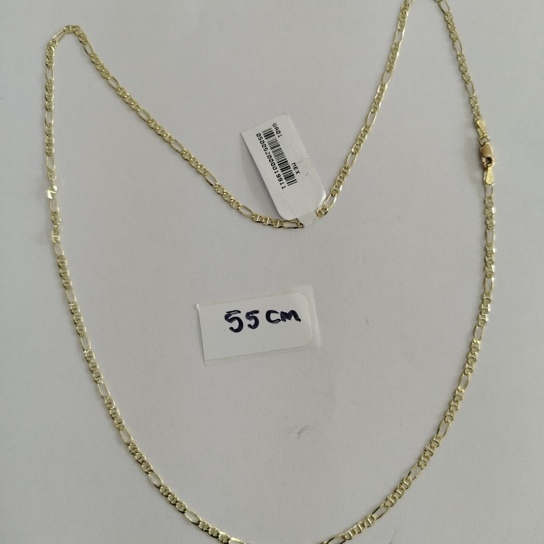 CADENAS TEJIDO FIGARO GUCHI ORO 10K 55 CM 5 GR (NUEVO)