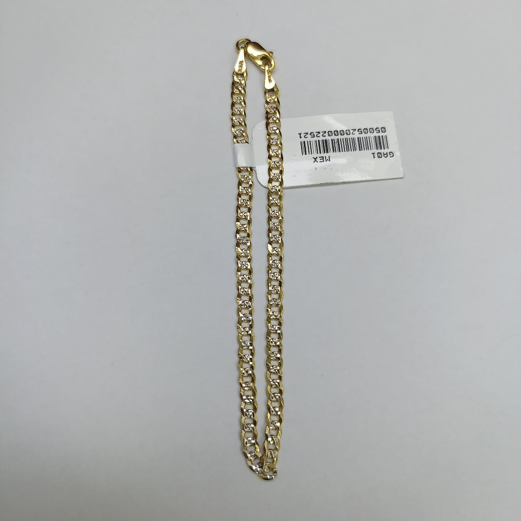 PULSERAS TEJIDO BARBADA DIAMANTADA ORO 14K 18 CM 3.2 GR (NUEVO)