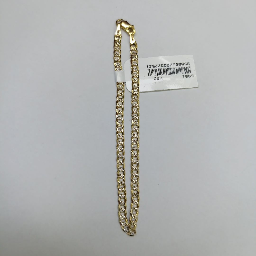 PULSERAS TEJIDO BARBADA DIAMANTADA ORO 14K 18 CM 3.2 GR (NUEVO)