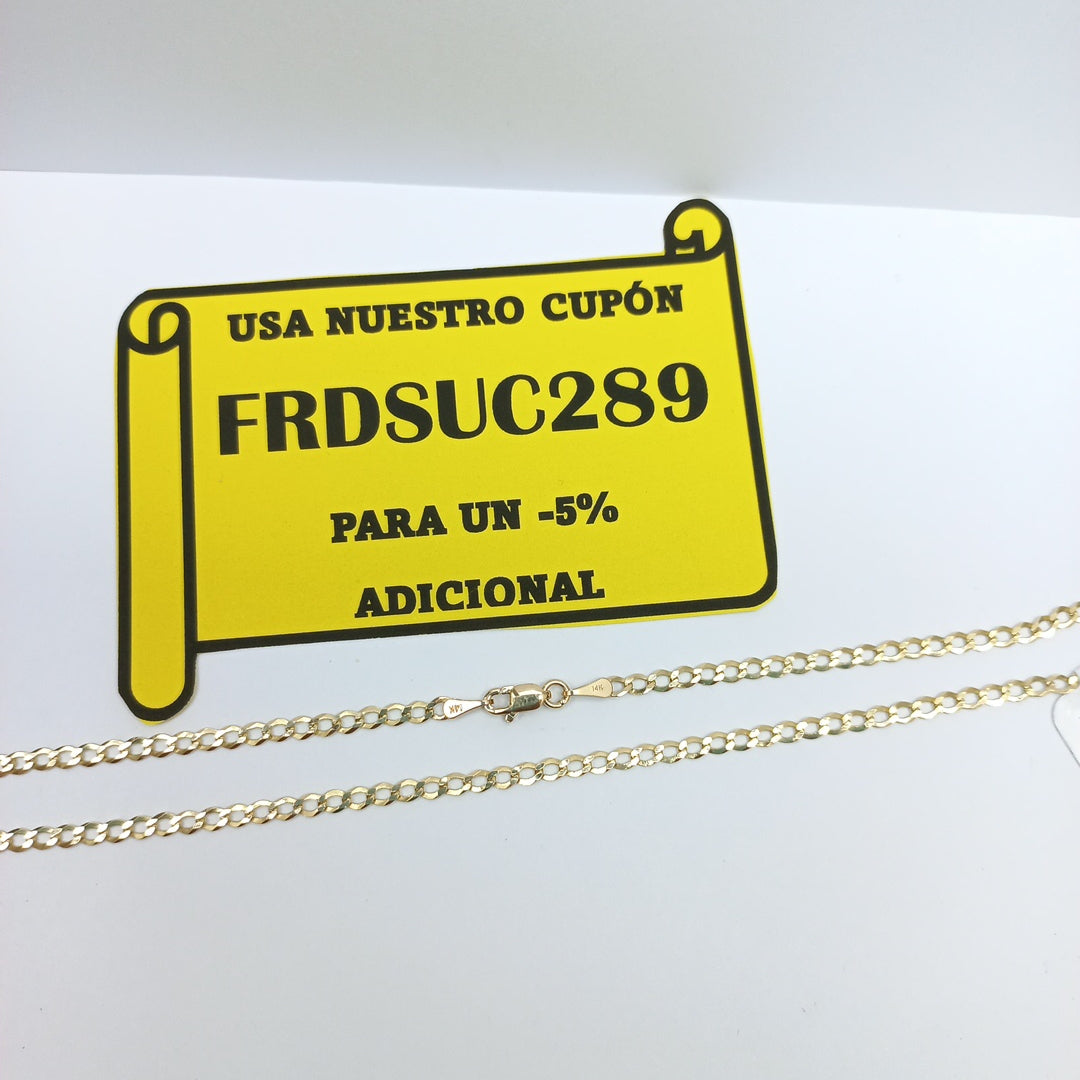 CADENAS TEJIDO BARBADA ORO 14K 60 CM 5.4 GR (NUEVO)