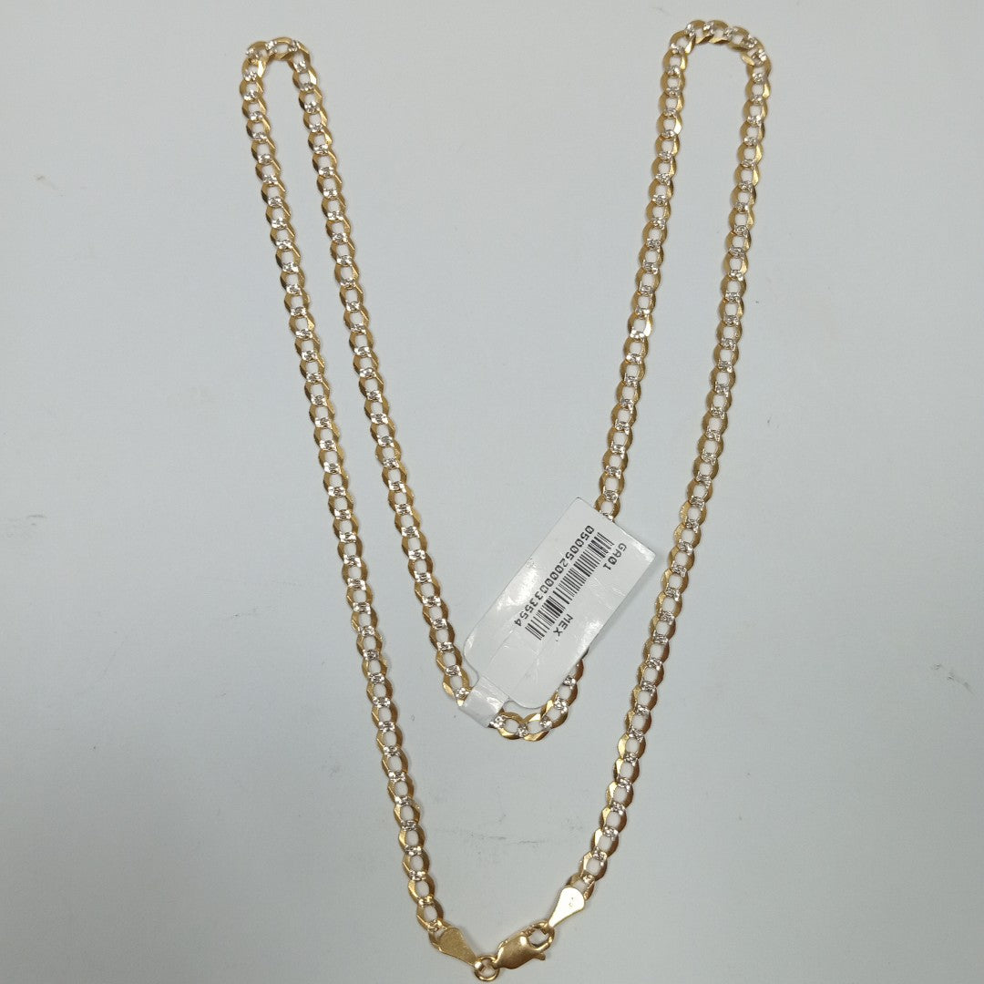 CADENAS BARBADA DIAMANTADA ORO 14K 55 CM 8.9 GR (NUEVO)