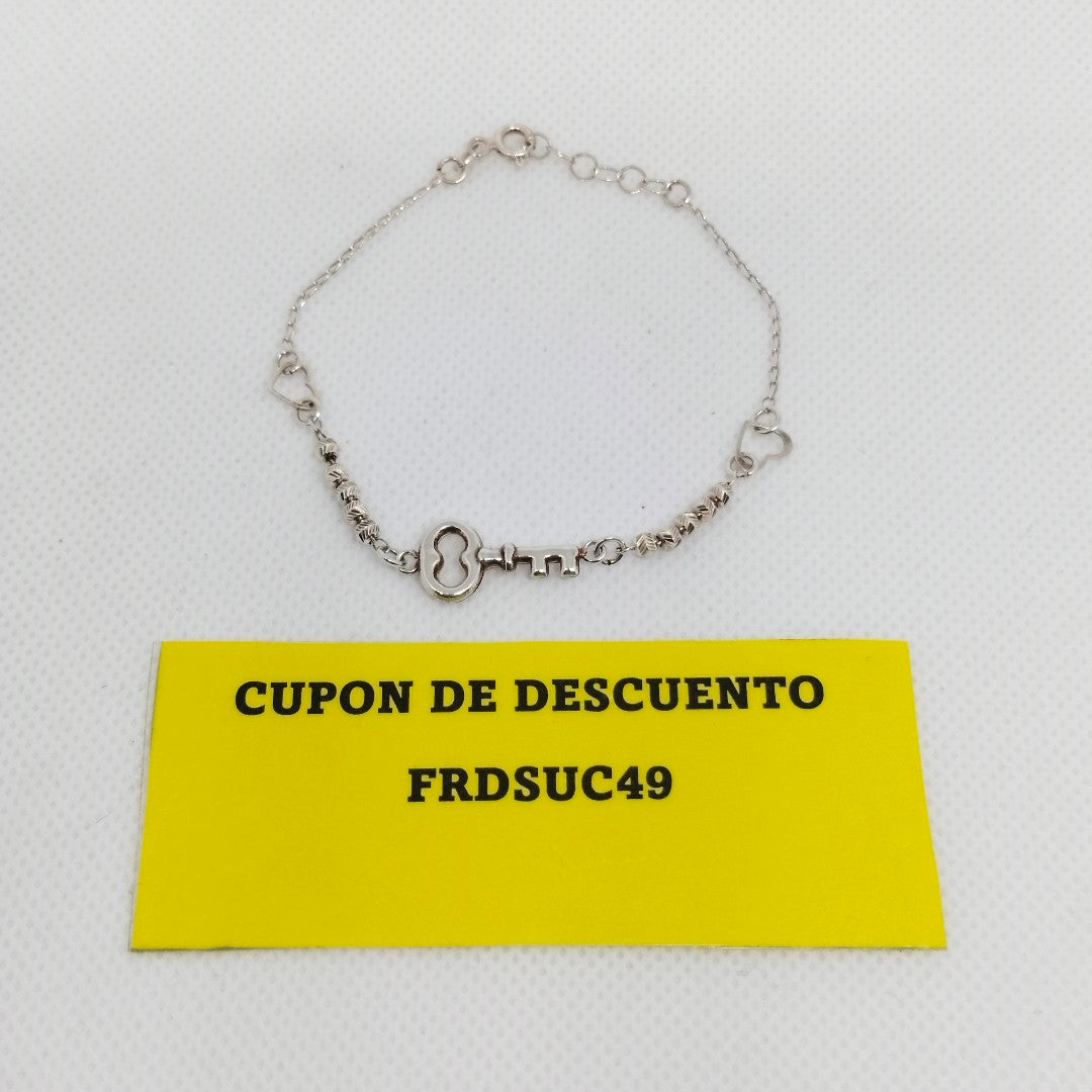 PULSERA TEJIDO LLAVE PLATA .925 18 CM 2.3 GR (NUEVO)