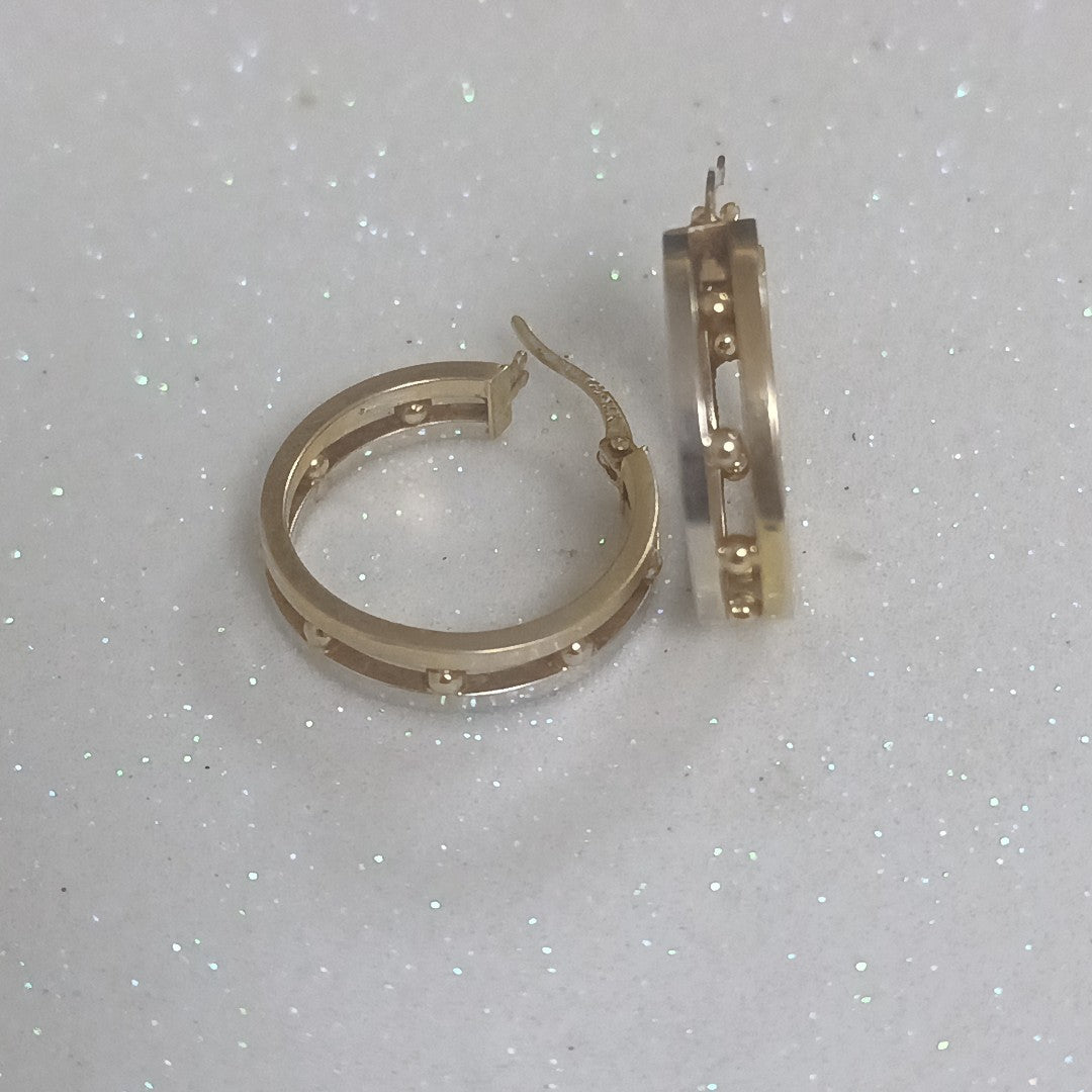 ARRACADAS PAR ORO, ORO COMBINADO 14 K 3.5 GRMS (SEMINUEVO)
