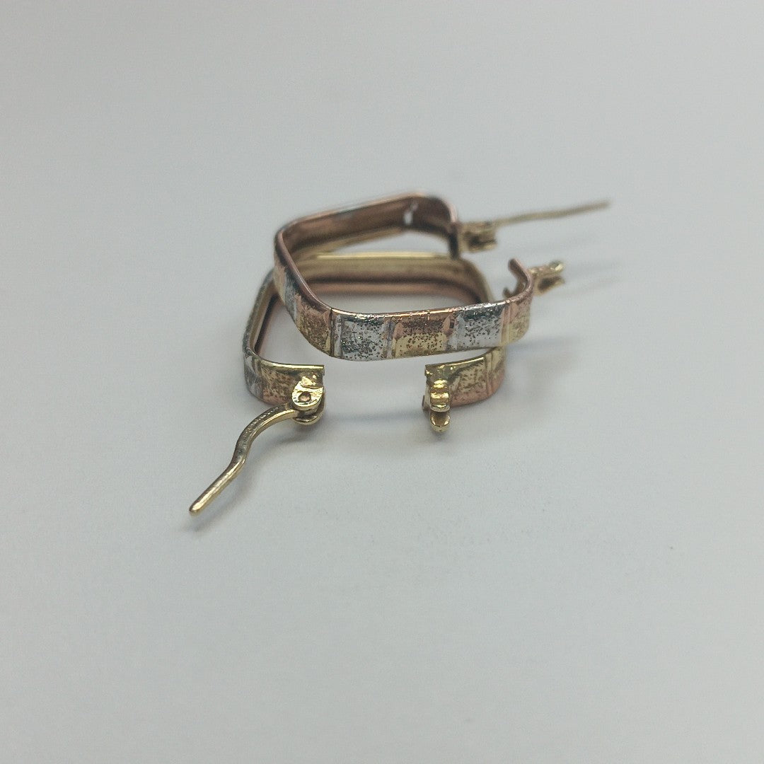 ARRACADAS PAR ORO, ORO COMBINADO 14 K 2.4 GRMS (SEMINUEVO)