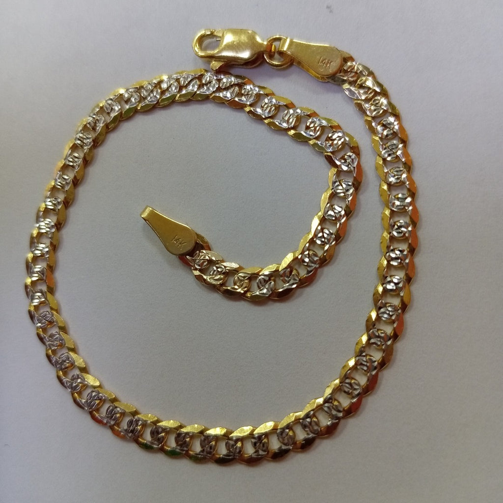 PULSERAS TEJIDO BARBADA DIAMANTADA ORO 14K 21 CM 5 GR (NUEVO)
