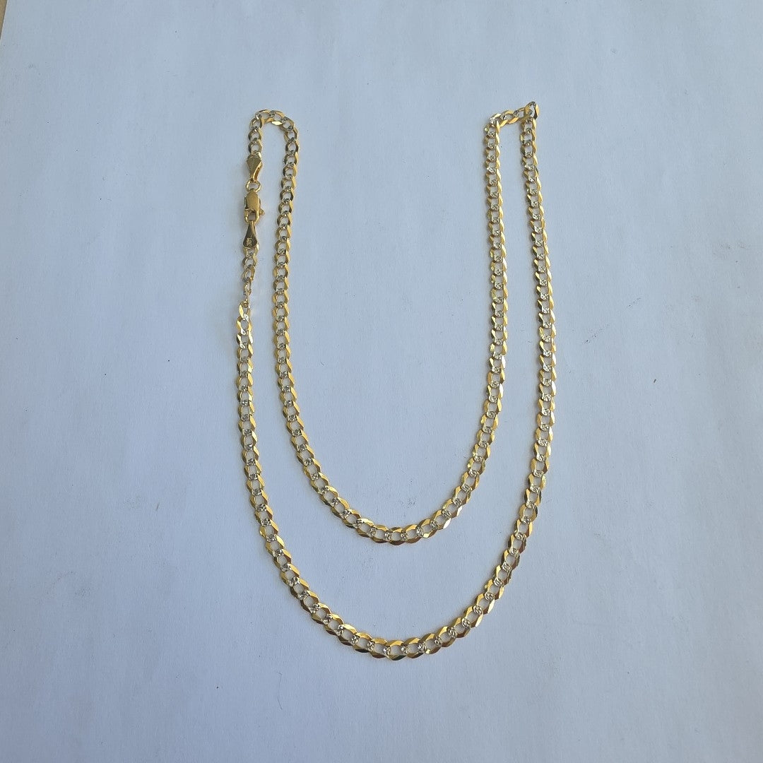 CADENAS BARBADA DIAMANTADA ORO 14K 55 CM 8.9 GR (NUEVO)