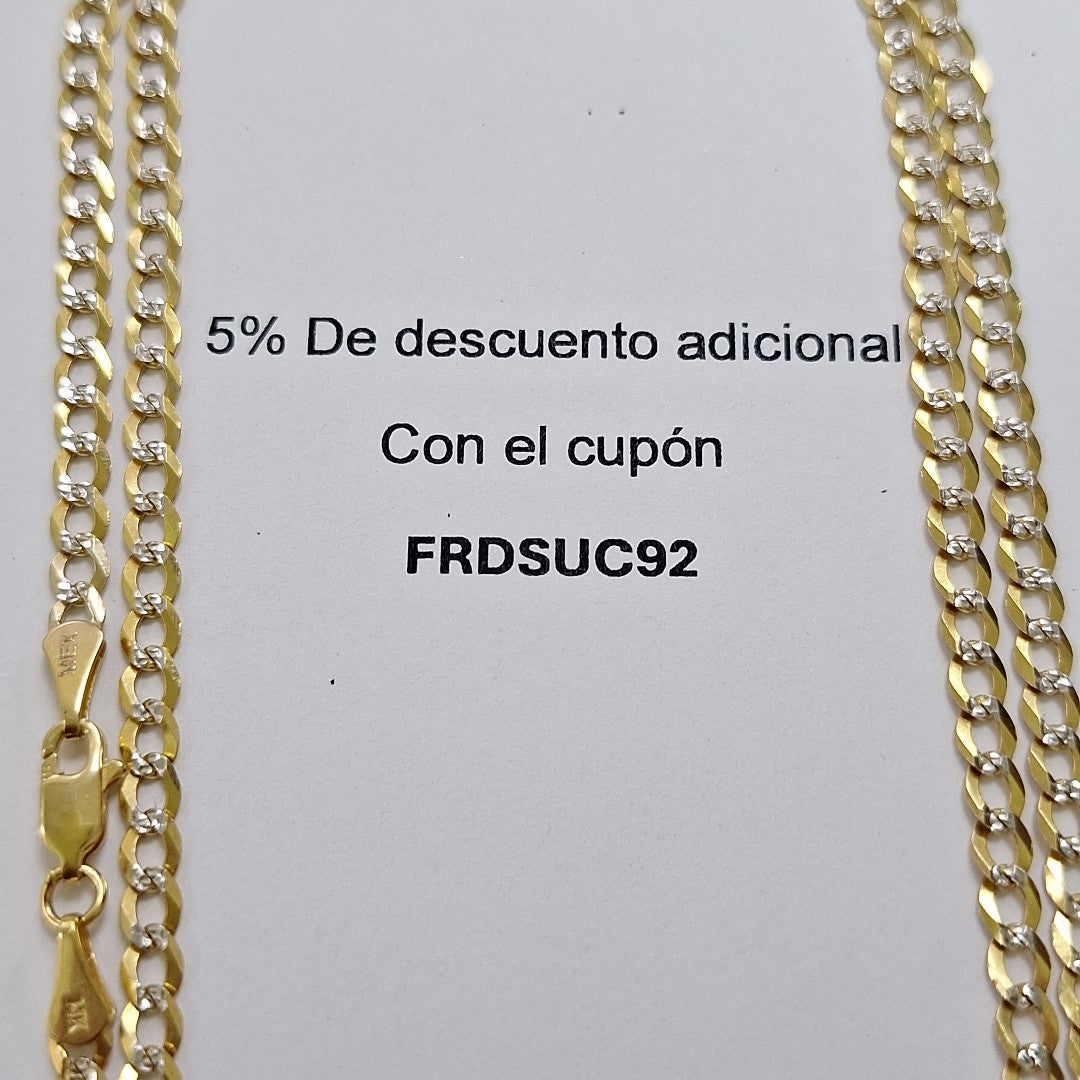 CADENAS BARBADA DIAMANTADA ORO 14K 55 CM 8.9 GR (NUEVO)