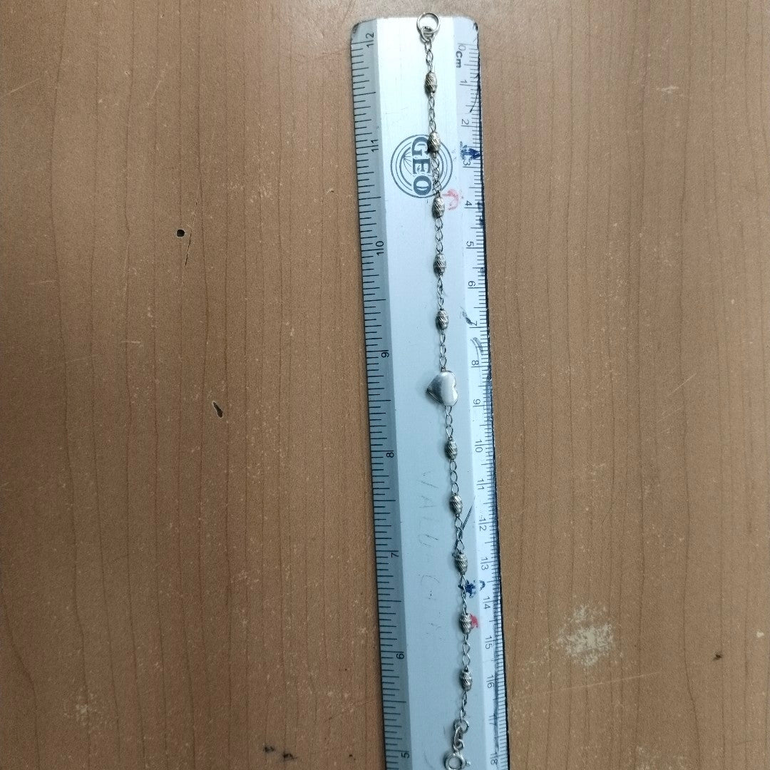 PULSERA TEJIDO CORAZON PLATA .925 18 CM 3.3 GR (NUEVO)