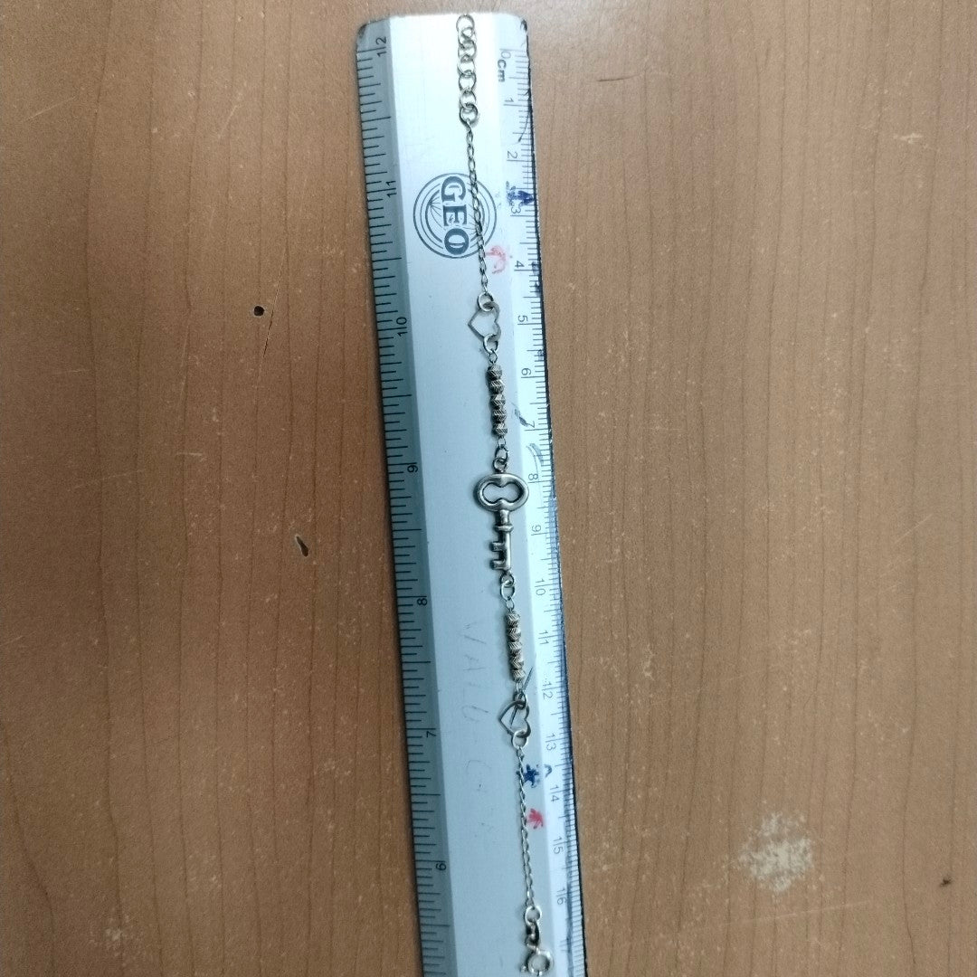 PULSERA TEJIDO LLAVE PLATA .925 18 CM 2.3 GR (NUEVO)