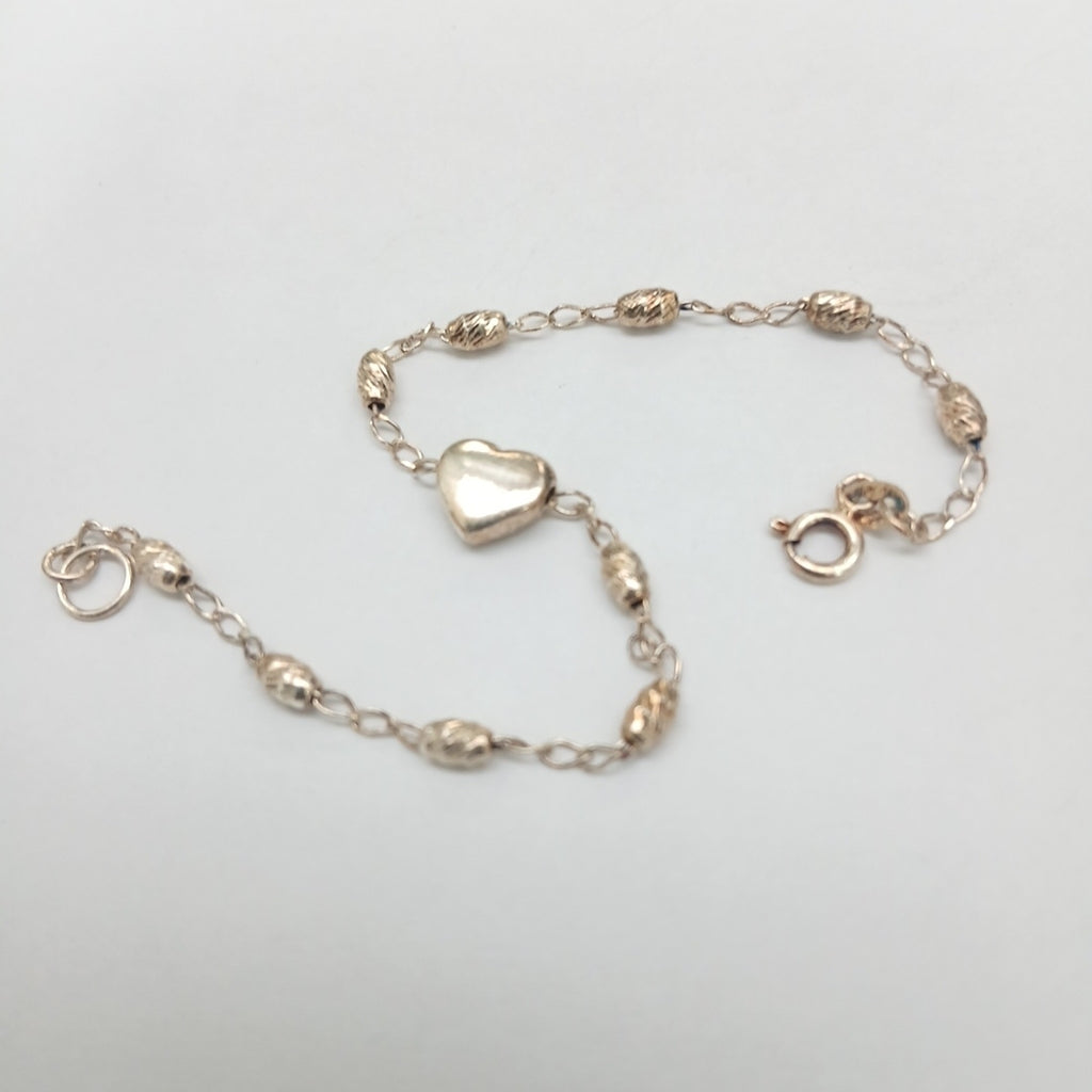 PULSERA TEJIDO CORAZON PLATA .925 18 CM 3.4 GR (NUEVO)