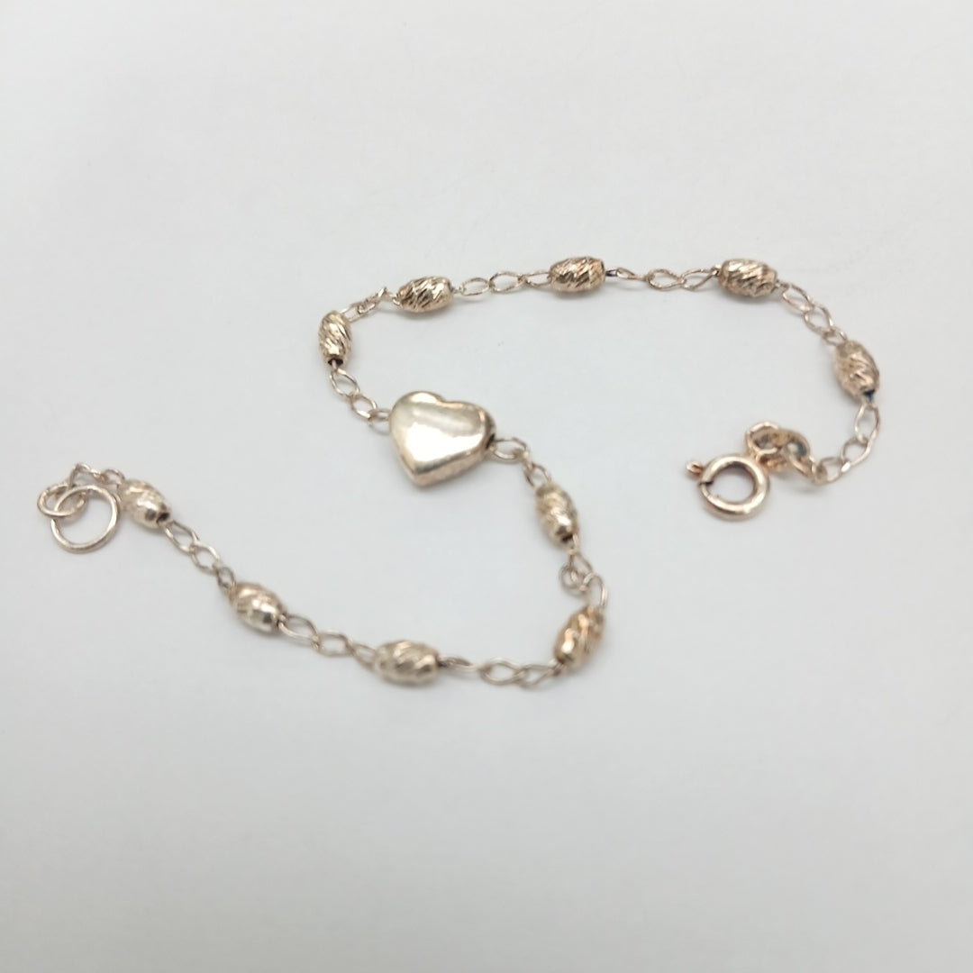 PULSERA TEJIDO CORAZON PLATA .925 18 CM 3.4 GR (NUEVO)