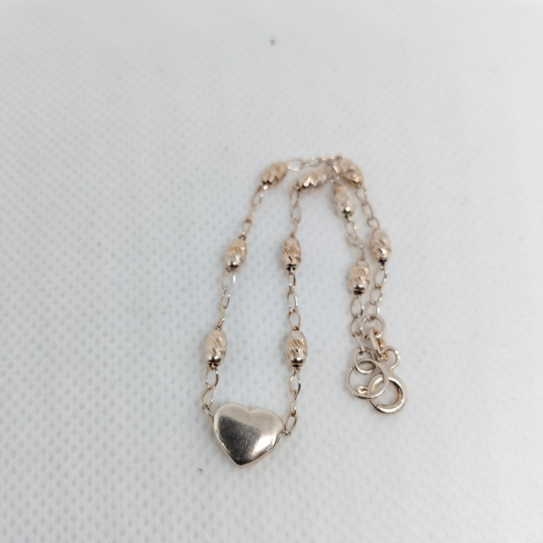 PULSERA TEJIDO CORAZON PLATA .925 18 CM 3.3 GR (NUEVO)
