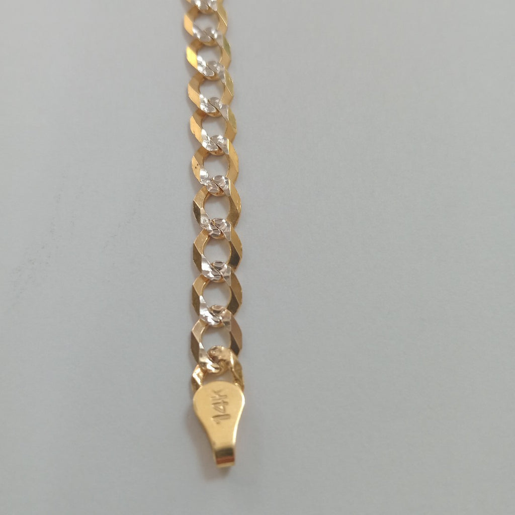 PULSERAS TEJIDO BARBADA DIAMANTADA ORO 14K 21 CM 6.6 GR (NUEVO)