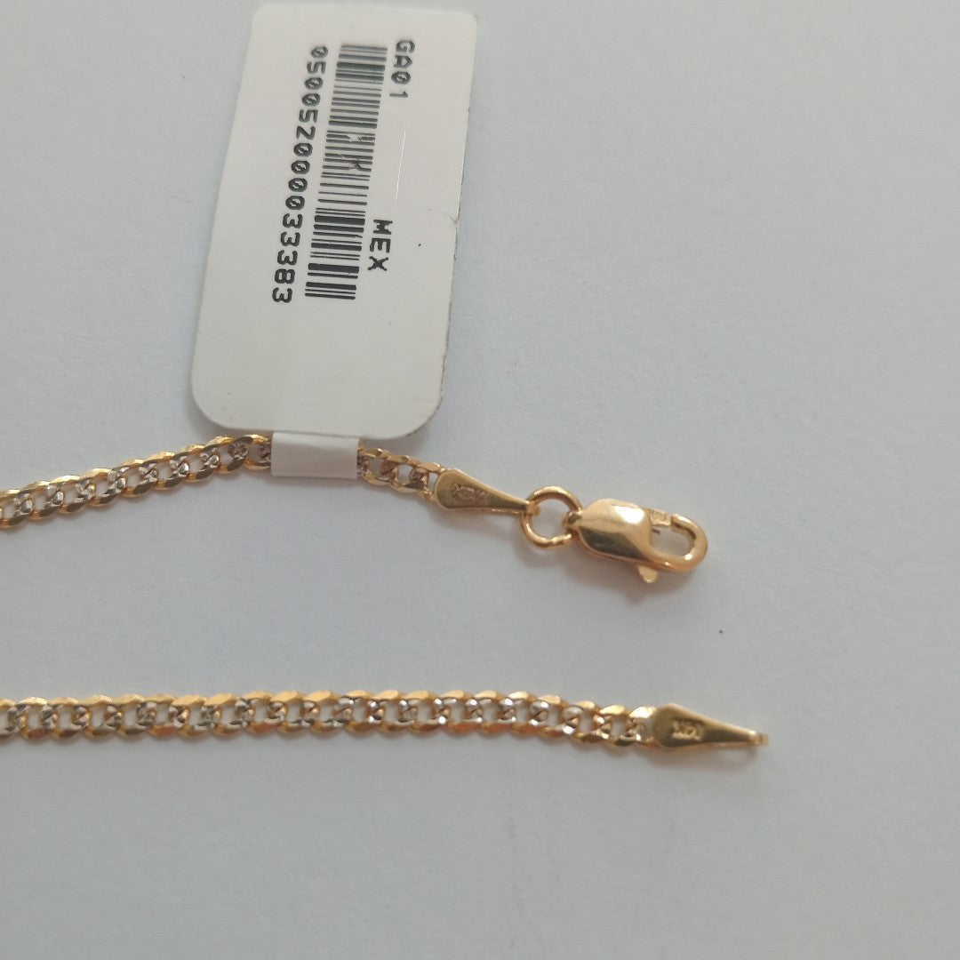 PULSERAS BARBADA DIAMANTADA ORO 14K 18 CM 2.5 GR (NUEVO)