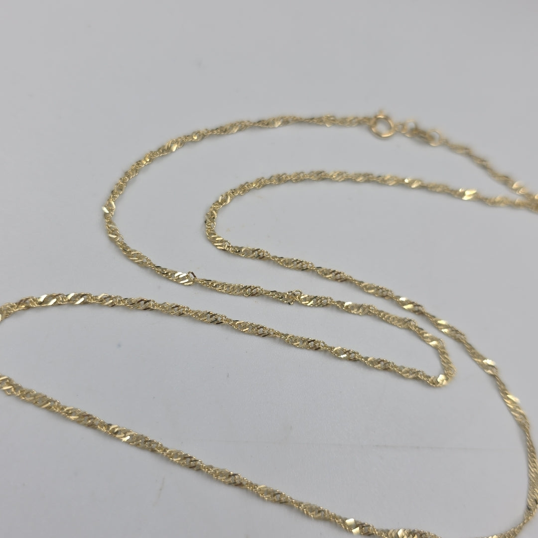 CADENAS TEJIDO MEDIO TORZAL ORO 10K 55 CM 2.5 GR (NUEVO)