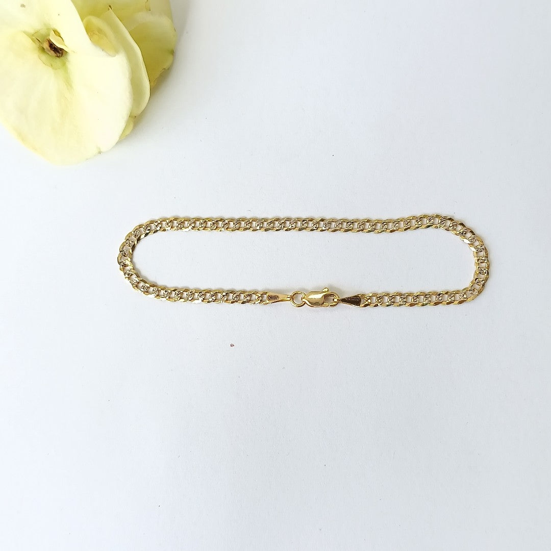PULSERAS TEJIDO BARBADA DIAMANTADA ORO 14K 18 CM 3.1 GR (NUEVO)