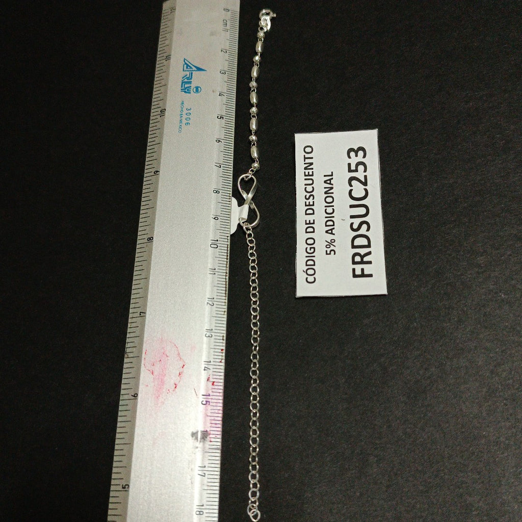 PULSERA TEJIDO INFINITO PLATA .925 18 CM 2.3 GR (NUEVO)