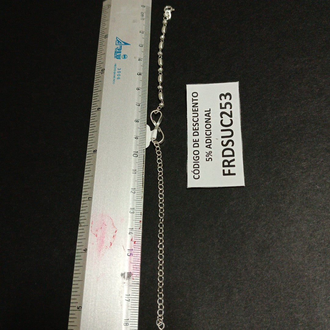 PULSERA TEJIDO INFINITO PLATA .925 18 CM 2.3 GR (NUEVO)