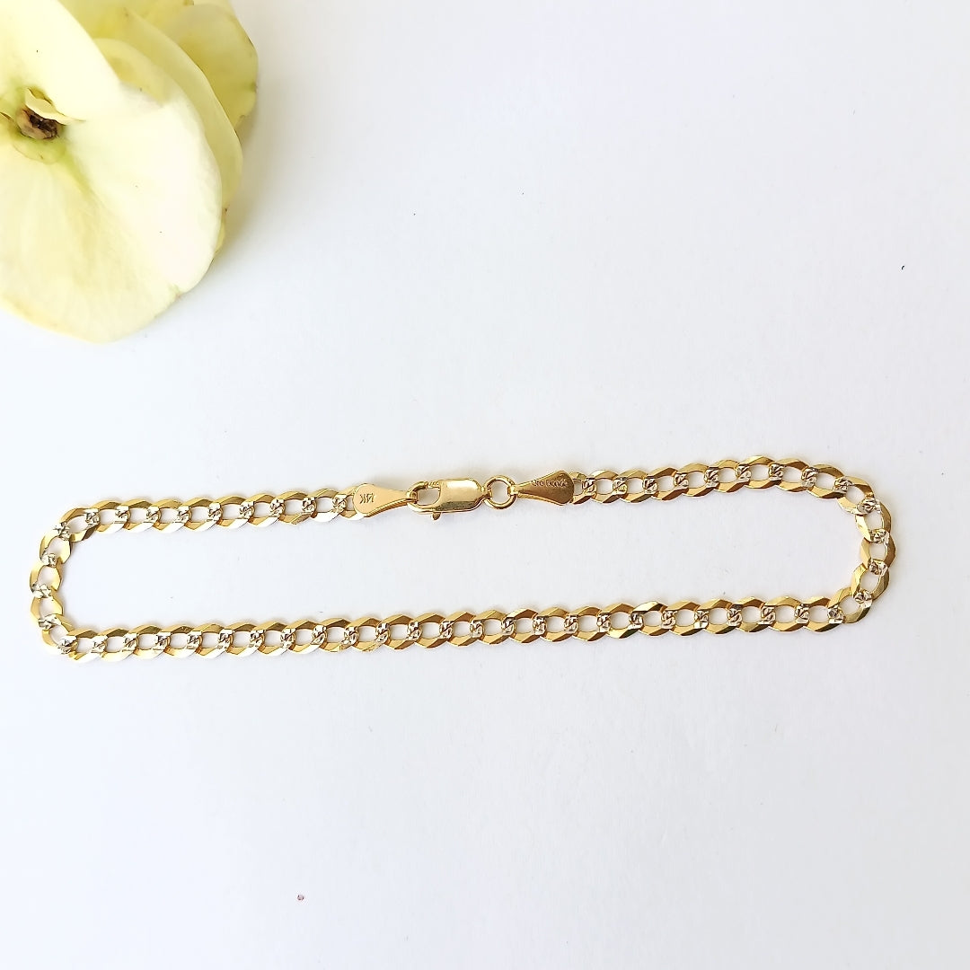 PULSERAS BARBADA DIAMANTADA ORO 14K 21 CM 3.5 GR (NUEVO)