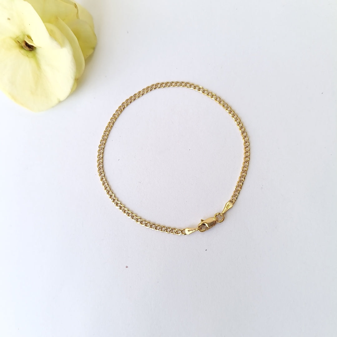 PULSERAS BARBADA DIAMANTADA ORO 14K 18 CM 2.2 GR (NUEVO)