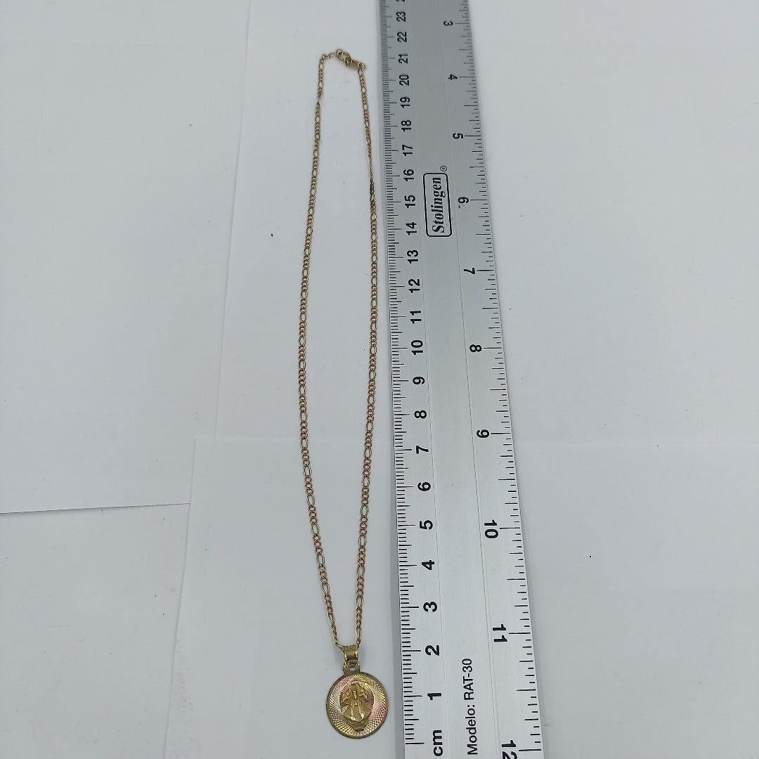 CADENA, MEDALLA RELIGIOSA ORO 10 K 3.1 GRMS (SEMINUEVO)