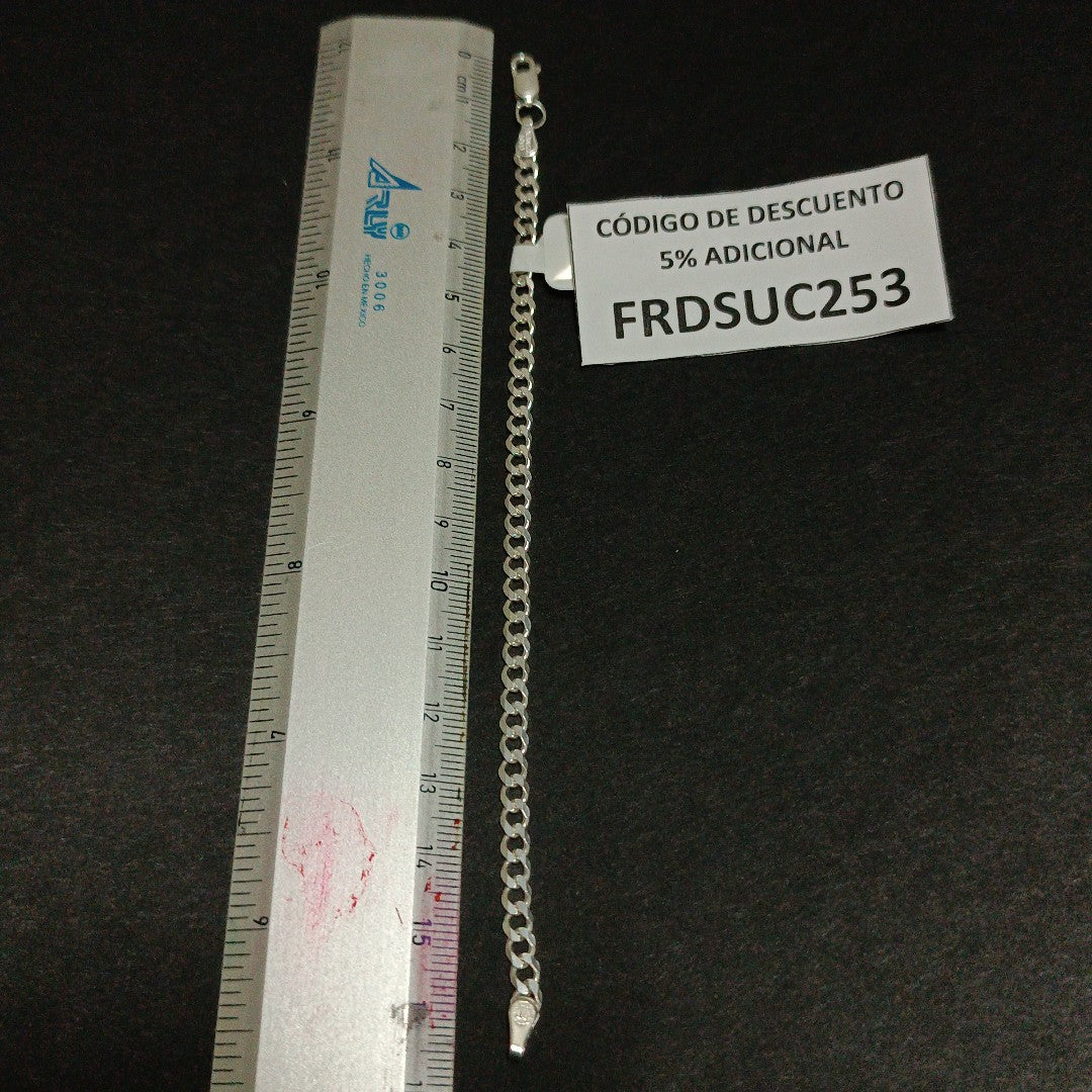 PULSERA TEJIDO BARBADA PLATA .925 16 CM 4.1 GR (NUEVO)