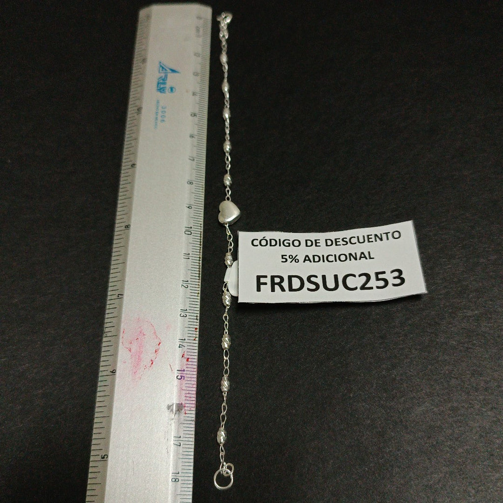 PULSERA TEJIDO CORAZON PLATA .925 18 CM 3.3 GR (NUEVO)