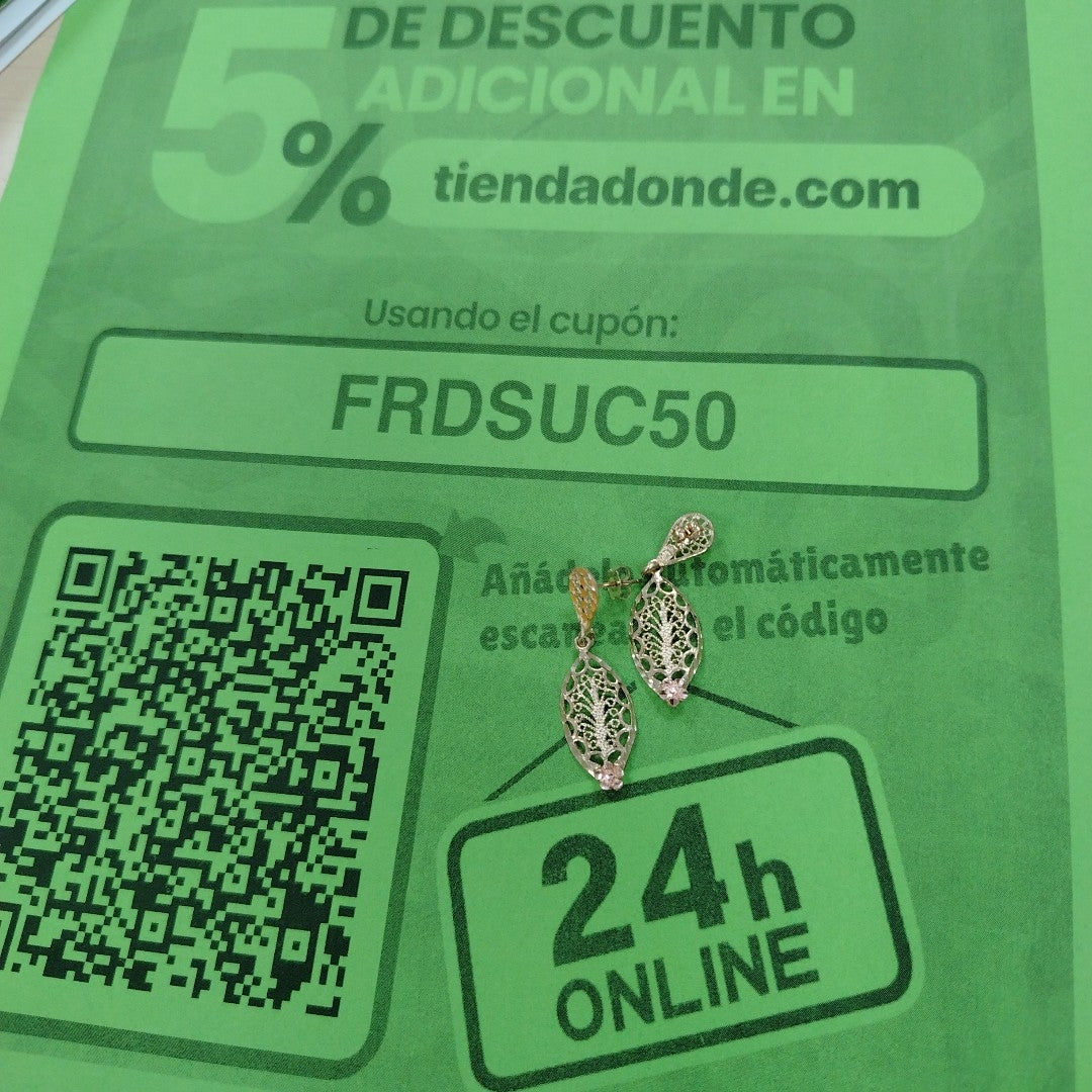 ARETES PAR ORO 14 K 3 GRMS (SEMINUEVO)