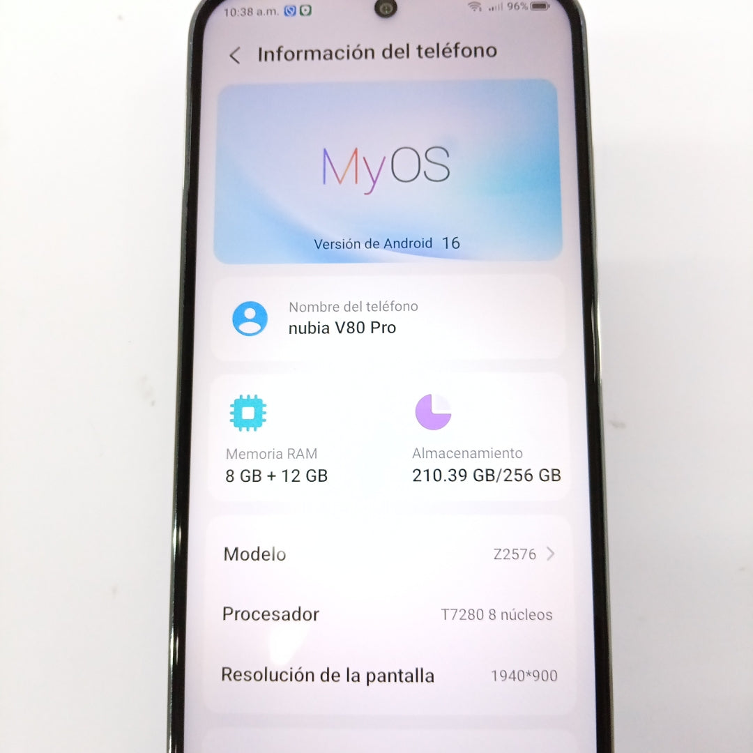 CELULAR NUBIA V80 PRO Z2576 (2025) 256 GB 8 GB RAM (SEMINUEVO)