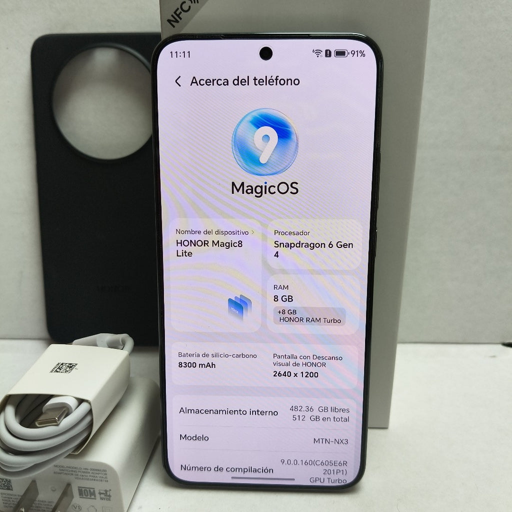 CELULAR HONOR MAGIC 8 LITE MTN-NX3 (2025) 512 GB 8 GB RAM (SEMINUEVO)